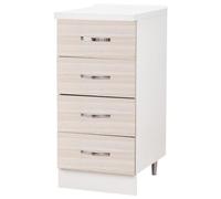 BAKAJI Shally Dogan - Cajonera móvil con Base para Cocina con 4 cajones, Mueble Modular con Estructura de Madera sólida y Resistente, Organizador Color Olmo, Dimensiones 40 x 50 x 85 cm