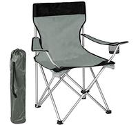 BAKAJI Silla de Camping con Bolsa Camping Sea Beach Chair Pesca al Aire Libre de Acero Inoxidable y poliéster con Compartimento de Puerta Bebidas y teléfonos Inteligentes (Gris)