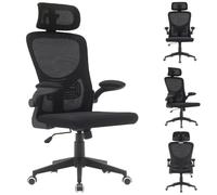 BAKAJI Silla de Oficina, Nailon, Negro, 56 x 116-126 cm