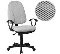 BAKAJI Silla de escritorio para oficina presidencial, de tejido transpirable y estructura de polipropileno, rotación de 360 grados, direccional, altura ajustable (gris)