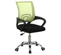 BAKAJI Silla de escritorio para oficina presidencial de tela de malla transpirable y base de 5 patas de acero, rotación de 360 grados, altura ajustable, decoración para el hogar, el dormitorio (verde)