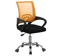 BAKAJI Silla de Escritorio para Oficina Presidencial de Tela de Malla Transpirable y Base de 5 Patas de Acero, rotación de 360 Grados, Altura Ajustable, decoración de Dormitorio (Color Naranja)