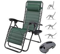 BAKAJI Silla de Gravedad Cero, Tumbona de jardín, sillón Relax Plegable, Ahorra Espacio con Bandeja Tubular de Acero de 22 mm, reclinable, Tejido de textilene Transpirable, terraza, Piscina Exterior