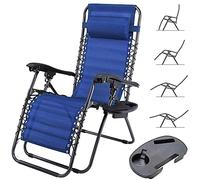 BAKAJI Silla de Gravedad Cero, Tumbona de jardín, sillón Relax Plegable, Ahorra Espacio con Bandeja Tubular de Acero de 22 mm, reclinable, Tejido de textilene Transpirable, terraza, Piscina Exterior
