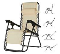 BAKAJI Silla de Gravedad Cero, Tumbona de jardín, sillón Relax Plegable, Ahorra Espacio con Bandeja Tubular de Acero de 22 mm, reclinable, Tejido de textilene Transpirable, terraza, Piscina Exterior