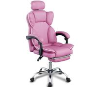 BAKAJI Silla de Oficina ergonómica con Ruedas giratorias de 360°, sillón Gaming de Escritorio con Asiento Acolchado de Alta Densidad, Respaldo reclinable y Elevador Ajustable a Gas (Rosa)