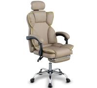 BAKAJI Silla de Oficina ergonómica con Ruedas giratorias de 360°, sillón Gaming de Escritorio con Asiento Acolchado de Alta Densidad, Respaldo reclinable y Elevador Ajustable a Gas (Caqui)
