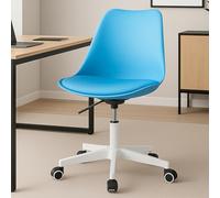 BAKAJI Silla de Oficina ergonómica de diseño Moderno con Altura Ajustable y cojín Acolchado de Alta Densidad, Asiento Giratorio con Ruedas giratorias, Ideal para casa, Estudio (Azul)