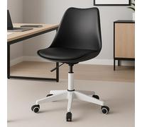 BAKAJI Silla de Oficina ergonómica de diseño Moderno con Altura Ajustable y cojín Acolchado de Alta Densidad, Asiento Giratorio con Ruedas giratorias, Ideal para casa, Estudio (Negro)