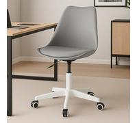 BAKAJI Silla de oficina ergonómica de diseño moderno con altura ajustable y cojín acolchado de alta densidad, asiento giratorio con ruedas giratorias, ideal para casa, estudio (color gris)