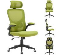 BAKAJI Silla de Oficina, Nailon, Verde, 56 x 116-126 cm