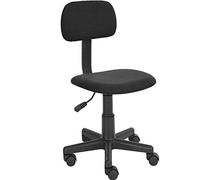 BAKAJI Silla de sillón operativa con 5 ruedas piroiettante oficina dormitorio habitación de tela negra ajustable con respaldo acolchado (negro)