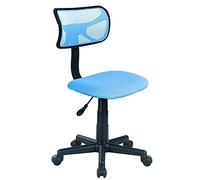 BAKAJI Silla giratoria de 5 Ruedas para Oficina, Dormitorio, Escritorio, Respaldo ergonómico, Color, Lona, Azul Claro, 40D x 40W x 82H cm