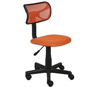BAKAJI Silla giratoria de Escritorio Regulable en Altura, sillón con Ruedas, Oficina, Dormitorio, Respaldo ergonómico de Malla Transpirable, Asiento Acolchado (Naranja)
