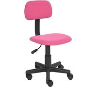 BAKAJI Silla operativa con 5 ruedas giratorias para oficina, dormitorio, habitación infantil, de tela negra, ajustable con respaldo acolchado (rosa)