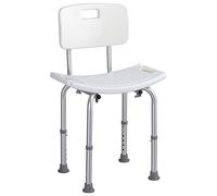 BAKAJI Silla para Ducha Taburete de baño de aluminio, altura ajustable, asiento de ducha, silla para personas mayores, patas de goma antideslizantes (silla)