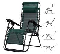 BAKAJI Silla reclinable Relax Modelo Bandas con estructura de acero y tejido textileno 165 x 69 x 112 cm para playa jardín exterior (hecho verde)