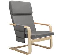 BAKAJI Sillón de Madera de Abedul con Revestimiento de algodón Acolchado de Esponja de altísima Densidad, sillón Relax con Bolsa de 2 Compartimentos y cojín, Asiento ergonómico (Gris)