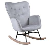 BAKAJI Sillón Mecedora Relax Casa tapizado en Tejido Estructura Madera Acolchada Patas de Metal Base balancín Madera Dimensiones 90 x 70 x 95 cm diseño Moderno escandinavo (Gris)