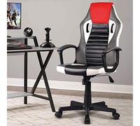 BAKAJI Sillón Presidencial ergonómico para Gaming de Carreras, de Piel sintética, para Oficina, casa, Dormitorio, Sala de reuniones, Regulable en Altura, giratoria y direccional (Color Rojo)