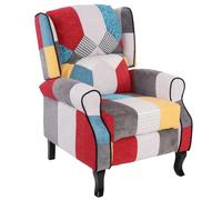 BAKAJI Sillón reclinable tapizado Acolchado, Asiento cómodo, relajación, Resistente, diseño de Patchwork, Estilo Parches, decoración del hogar, Ideal para Descansar, Lectura, Respaldo, cómodo