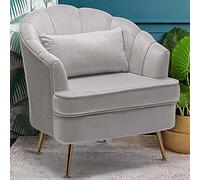 BAKAJI Sillón Relax tapizado en Tela Estructura Madera y Patas de Metal Color Oro Acolchado diseño Moderno decoración Acolchada Amplio Respaldo Dimensiones 80 x 78 x 82 cm (Gris)