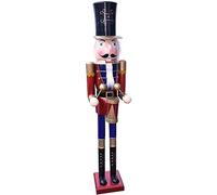 BAKAJI Soldado Cascanueces de Navidad de Madera Gigante Altura 106 cm Vestidos Pintados Barba y Pelo de Peluche con Mecanismo de Funcionamiento Decoraciones Navideñas (Diseño 16)