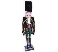 BAKAJI Soldado Cascanueces de Navidad de Madera Gigante Altura 106 cm Vestidos Pintados Barba y Pelo de Peluche con Mecanismo Funcionante Decoraciones Navidad (Diseño 7)