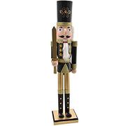 BAKAJI Soldado Cascanueces de Navidad de Madera Gigante Altura 106 cm Vestidos Pintados Barba y Pelo de Peluche con Mecanismo de Trabajo Decoraciones Navidad (Diseño 4)