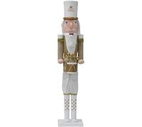 BAKAJI Soldado cascanueces navideños de madera gigante - Altura 106 cm - Ropa pintada - Barba y pelo de peluche con mecanismo de trabajo - Decoraciones navideñas (diseño 17)