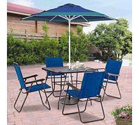 BAKAJI Sombrilla de playa o jardín con poste de acero reclinable revestimiento de tela anti UV Diámetro 210 cm con correa funda, azul turquesa, Ø 210 cm, Moderno