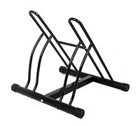 BAKAJI - Soporte para Bicicletas de 2 plazas, Multiusos, de Suelo, para Aparcamiento Exterior, para Bicicletas de Acero, portabicicletas, Color Negro, con Material de Montaje Incluido