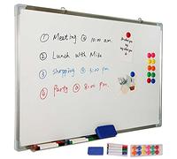 BAKAJI Tablón de anuncios magnético borrable, forma rectangular, con marco de aluminio e imanes, decoración del hogar, diseño moderno, de pared, estilo vintage, 90 x 60 x 1,8 cm