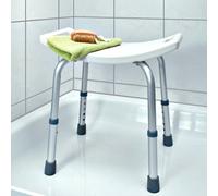 Bakaji Taburete de baño de aluminio, altura ajustable, asiento de ducha y silla auxiliar, para ancianos, patas de goma antideslizantes (taburete)