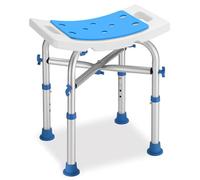 BAKAJI Taburete de Ducha para Personas Mayores, discapacitados y Personas con Movilidad Reducida, Estructura de Aluminio con pies Antideslizantes y Base Estable, Silla de bañera con Orificios de