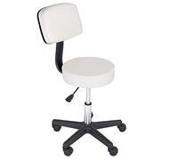 Bakaji - Taburete estetista, con respaldo y asiento de piel sintética, silla giratoria con 5 ruedas, ideal para casa, oficina, estudio médico, masajes, tatuajes, fisioterapia, salón, belleza