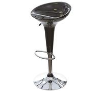 BAKAJI - Taburete para Bar o Cocina, Altura Regulable, Base de Acero Cromado y Asiento de ABS Giratorio para casa (Negro)