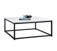 BAKAJI Tavolino Divano Salotto Quadrato Design Legno Effetto Marmo Mesita de sofá Cuadrada de diseño Moderno Industrial de Madera con Efecto mármol, Metal, 80 x 80