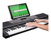 Bakaji Teclado musical piano electrónico 61 teclas piano multifunción con 255 ritmos 50 canciones preestablecidas función percusión entrada USB AUX y atril porta partitura y tablet