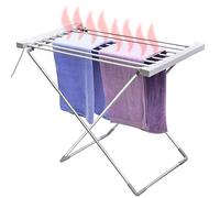 BAKAJI Tendedero eléctrico de 120 W de Potencia, secador de Ropa, Calentador, Plegable, con 8 Barras, tendedero de Ropa de Aluminio, tamaño 94 x 74 x 50 cm