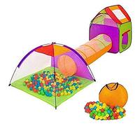 Bakaji Tienda de campaña Tipo iglú para niños con 200 Pelotas + túnel + Sistema de casita de Juegos Plegable desplegable Que Ahorra Espacio.