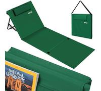 BAKAJI Tumbona de playa, colchón, toalla de playa plegable, impermeable, ajustable, 5 posiciones, acolchada, cierre bolsa de transporte, soporte para respaldo de camping, resistente a la arena (verde)