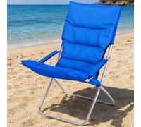 BAKAJI Tumbona Plegable portátil, Plegable, Plegable, Plegable, Estructura de Tubo de Aluminio, Revestimiento de Tela Oxford Acolchada para Playa, Camping, Color Azul
