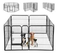 BAKAJI Valla con puerta para animales de hierro componible, valla modulable personalizable de metal, vallas para interiores y exteriores para perros, gatos, hámsteres, conejos, chinchillas (77 x 80 cm