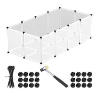 BAKAJI Valla para Animales de tamaño pequeño Personalizable de plástico con Suelo Antideslizante, Valla Modular, Fondo Transparente, cobayas, hámsters, Conejos (143 x 73 x 46 cm)