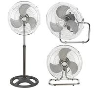 BAKAJI Ventilador 3 en 1 de pie de mesa de pared de acero y plástico, 3 velocidades ajustables, función oscilación, potencia 70 W, diámetro aspas 45 cm, altura regulable máx. (45 cm)