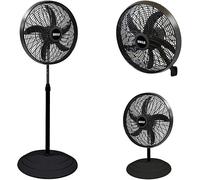 BAKAJI - Ventilador de columna de potencia (55 W, acero y PP, diámetro de la pala 40 cm, rejilla de 50 cm, 3 velocidades seleccionables, altura ajustable, oscilación horizontal (negro 3 en 1)