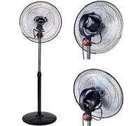 Bakaji Ventilador de pie 3 en 1, columna de suelo, de mesa y pared, oscilante, potencia 60 W, altura 130 cm, con 3 velocidades, silencioso, aspas de 40 cm, color negro