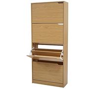 BAKAJI ZSC-06OAK Zapatero de Madera MDF con 4 Puertas para Zapatos abatibles, ingeniería, Roble