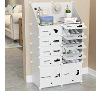 BAKAJI Zapatero modular de 10 cubos para ahorrar espacio con estante y ganchos. Mueble zapatero modular de capacidad para 20 pares de almacenamiento, organizador portátil, entrada de casa, diseño moderno